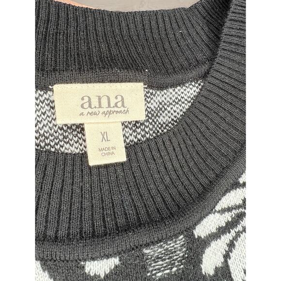 A.N.A. black /white "ivory branch" pullover crewneck sweater NWT Size XL - Picture 5 of 7
